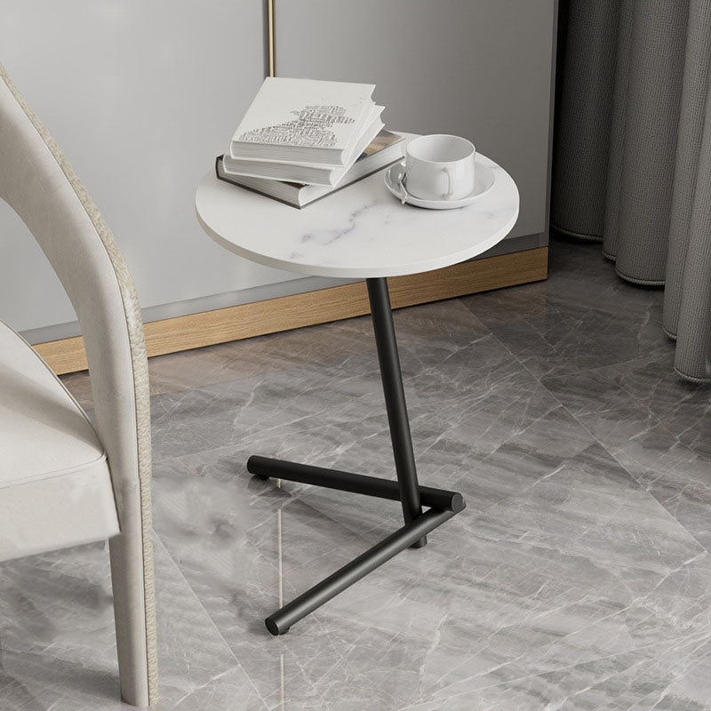 Round Slate Pedestal Side Table Modern Minimalist Side Table