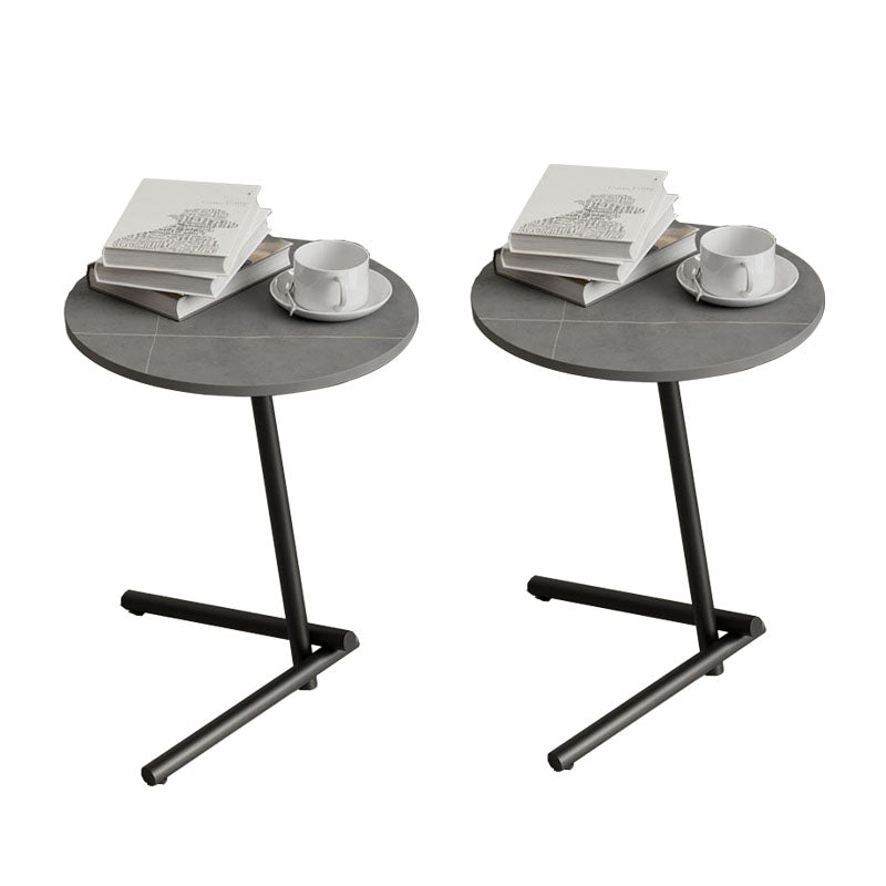Round Slate Pedestal Side Table Modern Minimalist Side Table
