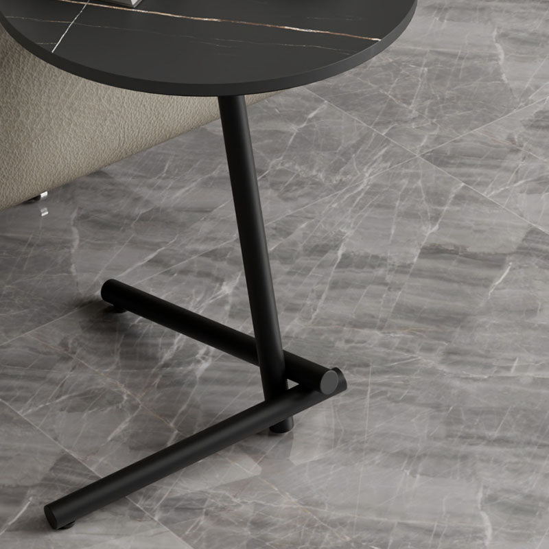 Round Slate Pedestal Side Table Modern Minimalist Side Table