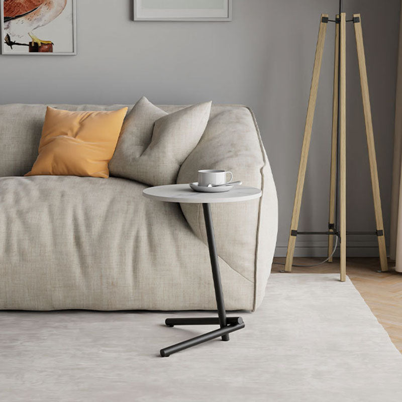 Round Slate Pedestal Side Table Modern Minimalist Side Table