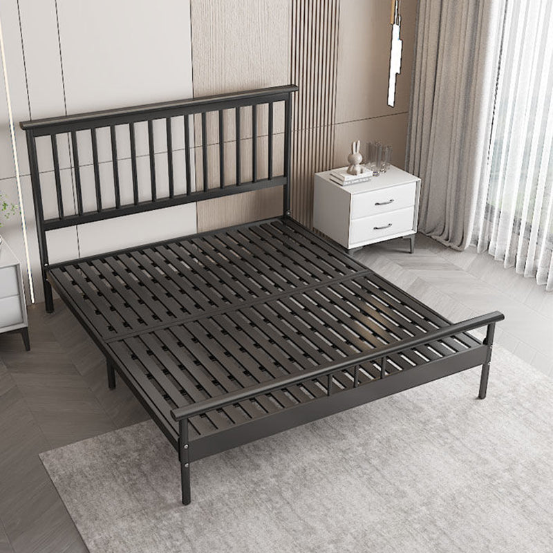 Glam Rectangle Headboard Bed with Iron Frame and Legs Open-Frame Bed
