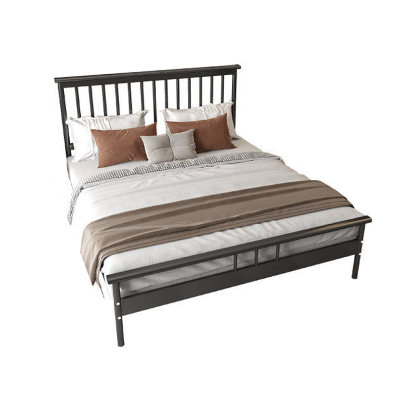 Glam Rectangle Headboard Bed with Iron Frame and Legs Open-Frame Bed