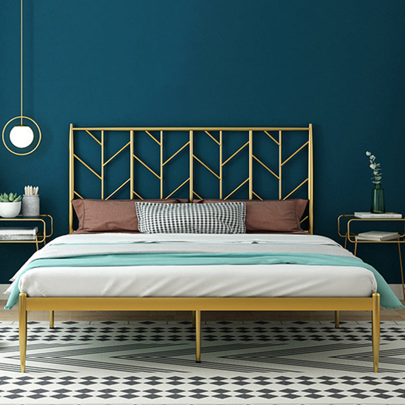 Glam Open-Frame Bed with Iron Rectangle Headboard and Legs Bed