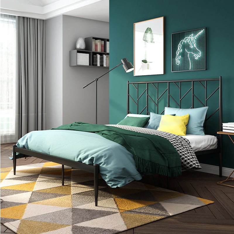 Glam Open-Frame Bed with Iron Rectangle Headboard and Legs Bed