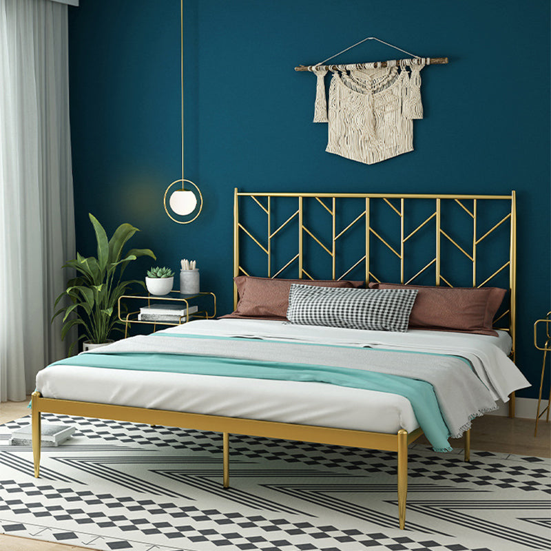 Glam Open-Frame Bed with Iron Rectangle Headboard and Legs Bed