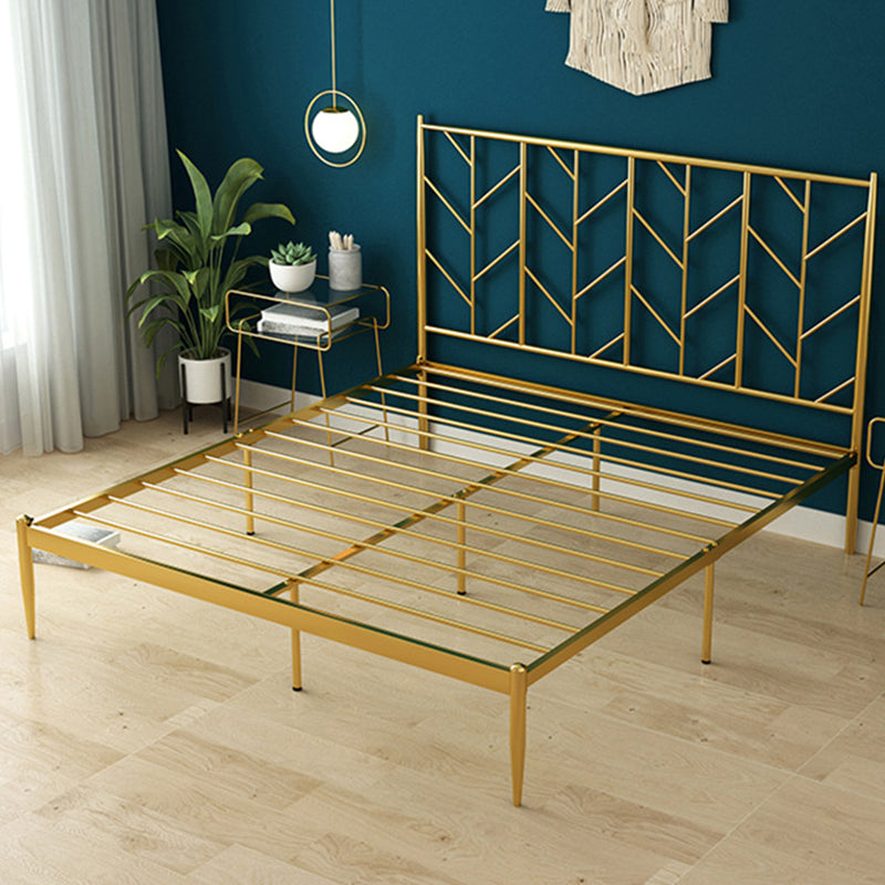 Glam Open-Frame Bed with Iron Rectangle Headboard and Legs Bed