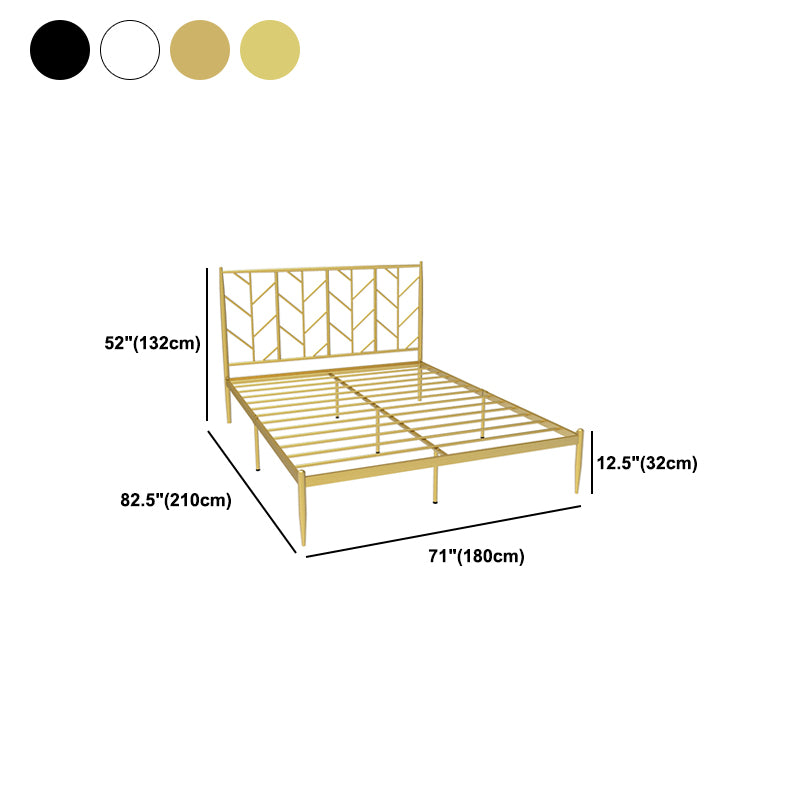 Glam Open-Frame Bed with Iron Rectangle Headboard and Legs Bed