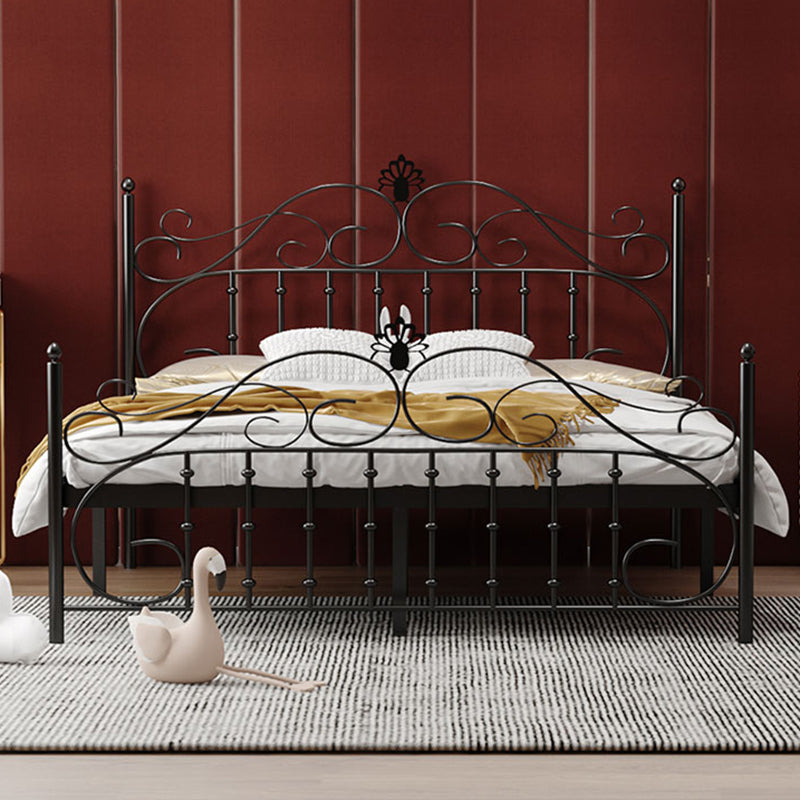 Contemporary Metallic Open-Frame Bed 48.4" Tall Bed with Arched Headboard
