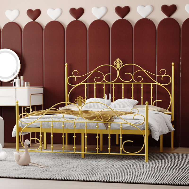 Contemporary Metallic Open-Frame Bed 48.4" Tall Bed with Arched Headboard