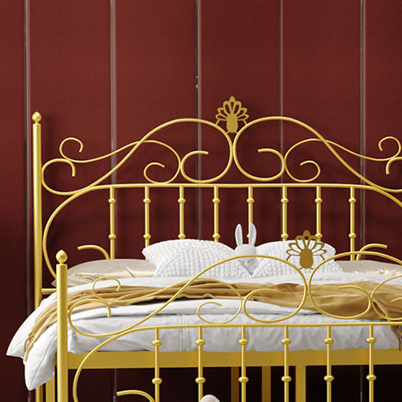 Contemporary Metallic Open-Frame Bed 48.4" Tall Bed with Arched Headboard