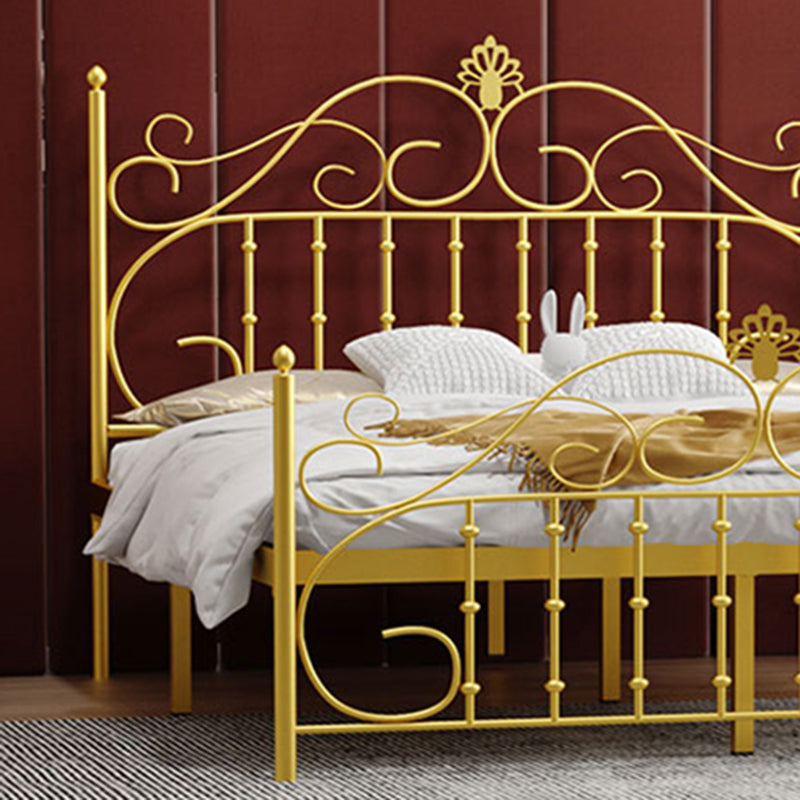 Contemporary Metallic Open-Frame Bed 48.4" Tall Bed with Arched Headboard