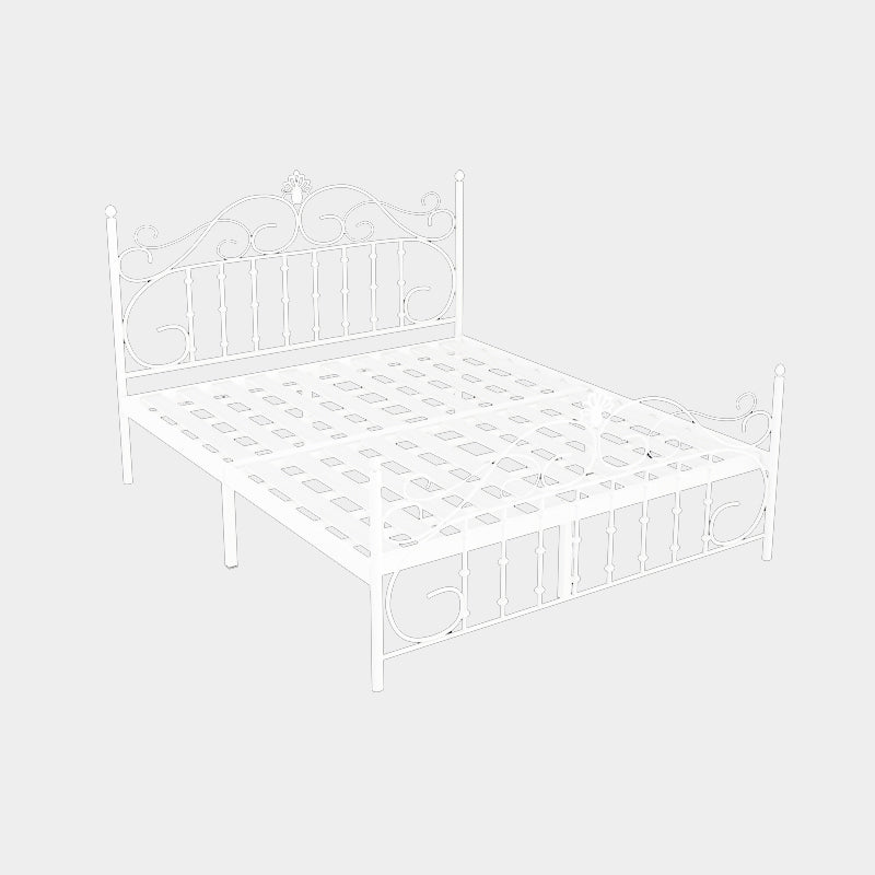 Contemporary Metallic Open-Frame Bed 48.4" Tall Bed with Arched Headboard