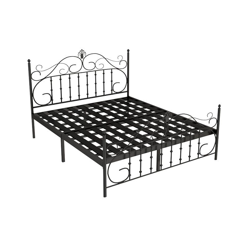 Contemporary Metallic Open-Frame Bed 48.4" Tall Bed with Arched Headboard
