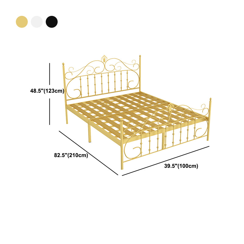 Contemporary Metallic Open-Frame Bed 48.4" Tall Bed with Arched Headboard
