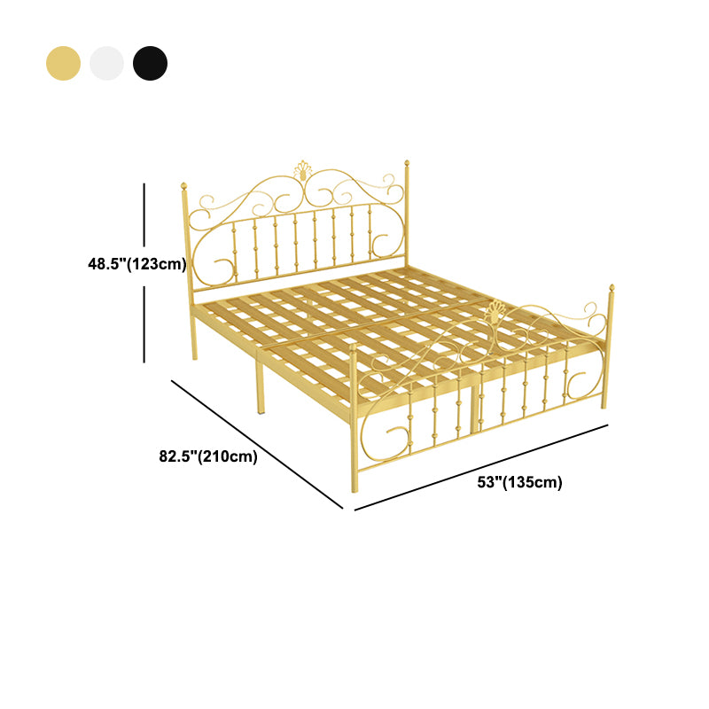 Contemporary Metallic Open-Frame Bed 48.4" Tall Bed with Arched Headboard