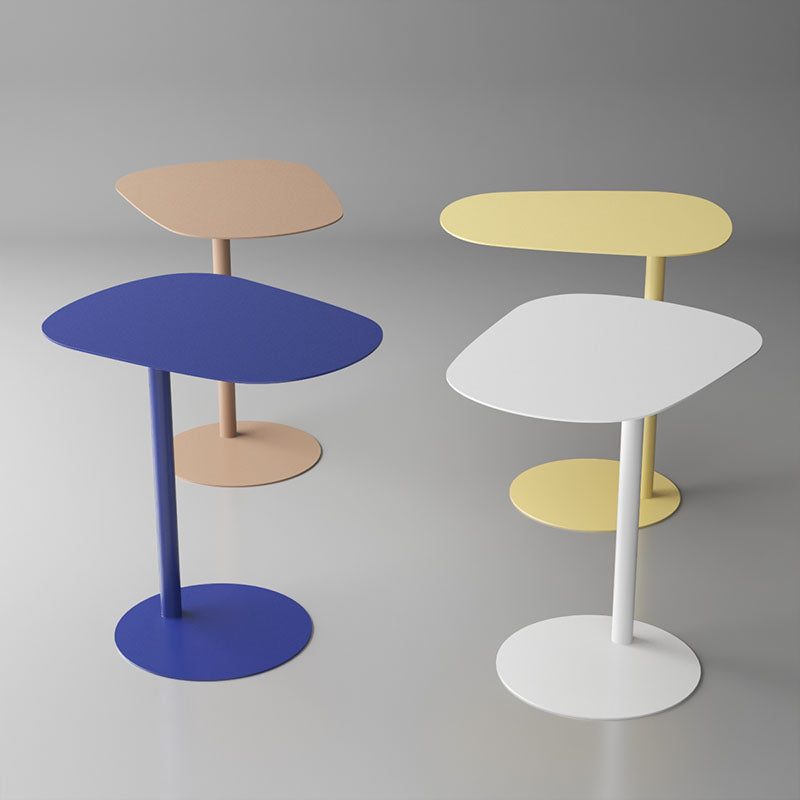 Pedestal Iron Side End Table Mid-Century Rectangular Side Table