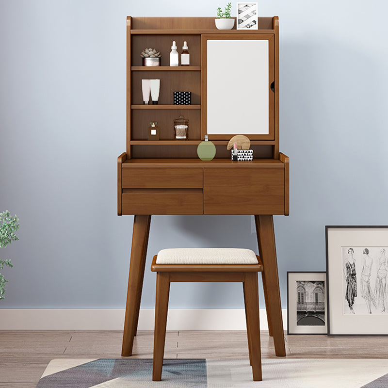 Scandinavian Mirrored Make-up Vanity Solid Wood Dressing Table