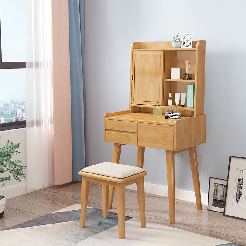 Scandinavian Mirrored Make-up Vanity Solid Wood Dressing Table