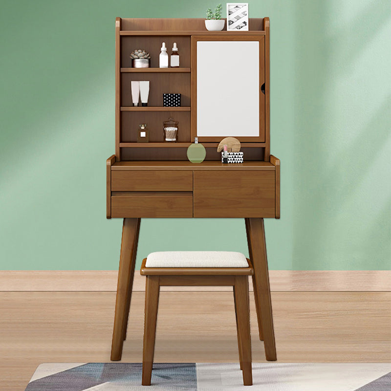Scandinavian Mirrored Make-up Vanity Solid Wood Dressing Table