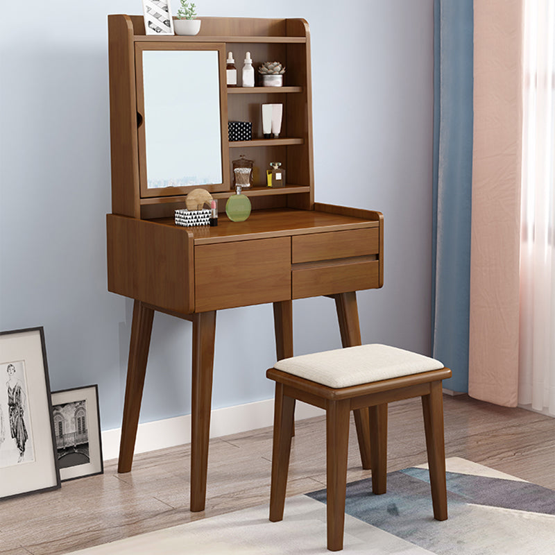 Scandinavian Mirrored Make-up Vanity Solid Wood Dressing Table