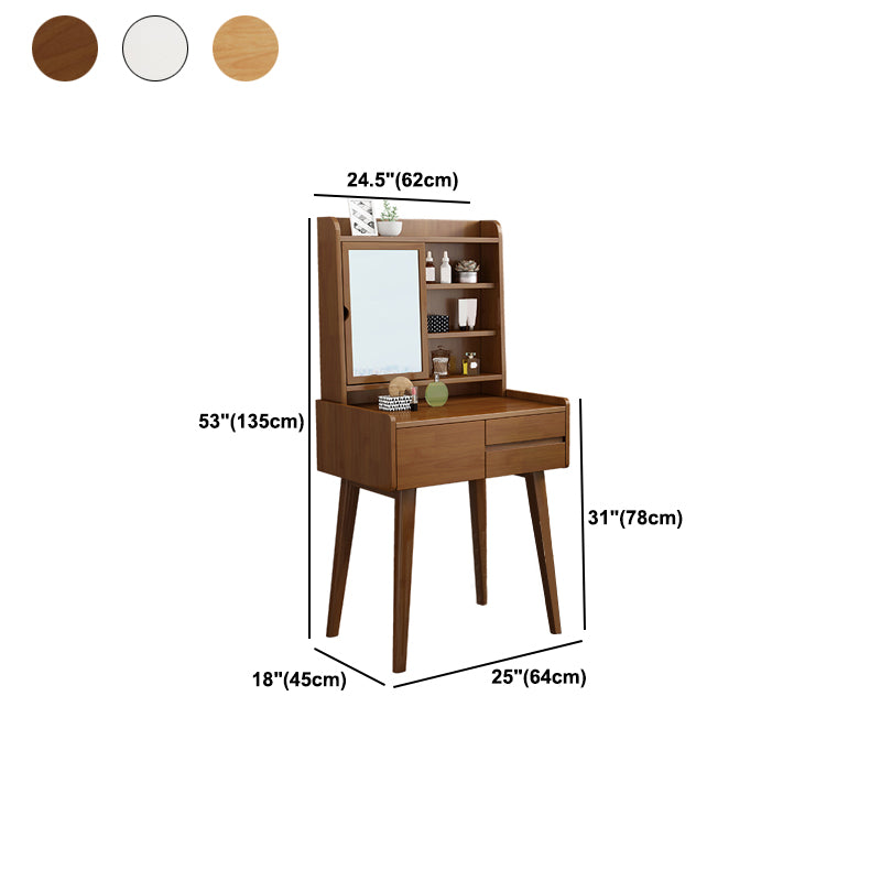 Scandinavian Mirrored Make-up Vanity Solid Wood Dressing Table