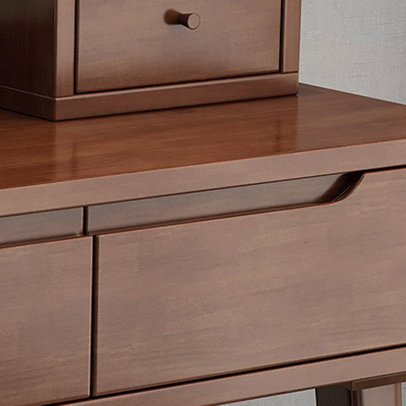 Mirrored Wood Makeup Dressing Table Stool Set with 4 Drawers