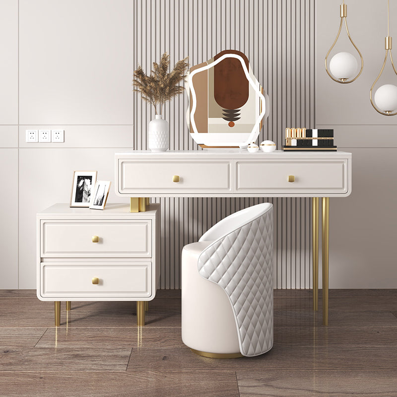 30.7" High 4 Drawers Makeup Vanity Desk Wood and Metal Vanity