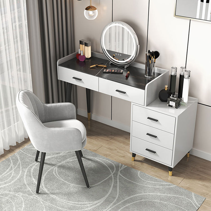 Black/White Vanity Dressing Table Set with 5 Storage Drawers