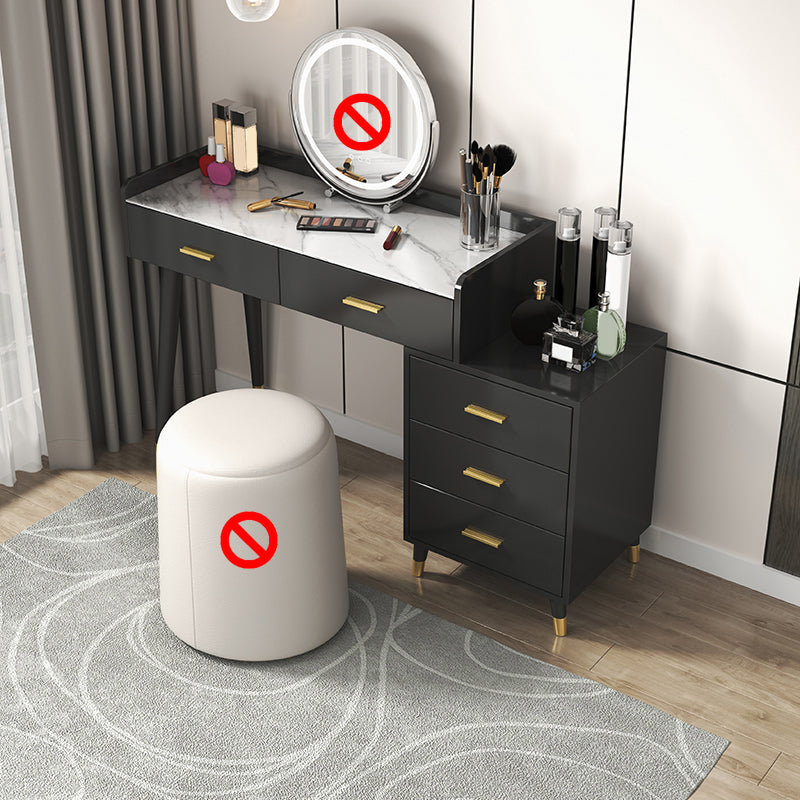 Black/White Vanity Dressing Table Set with 5 Storage Drawers