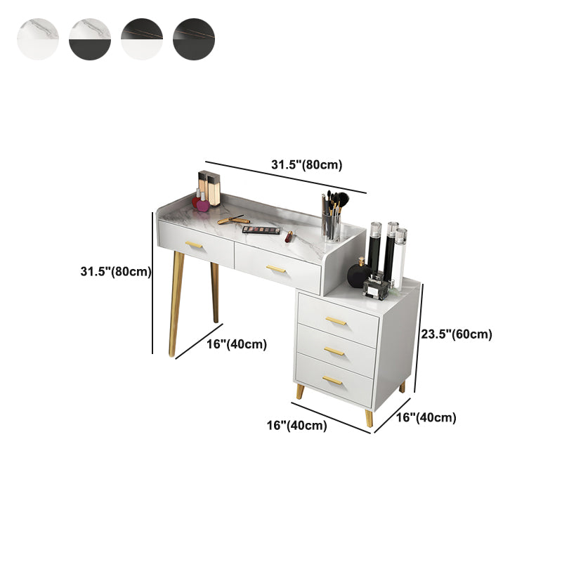 Black/White Vanity Dressing Table Set with 5 Storage Drawers