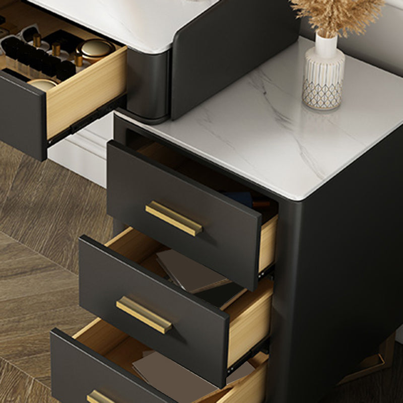 Black/White Make-up Vanity Luxurious Stone Top Dressing Table
