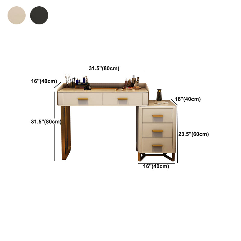 Black/White Make-up Vanity Luxurious Stone Top Dressing Table