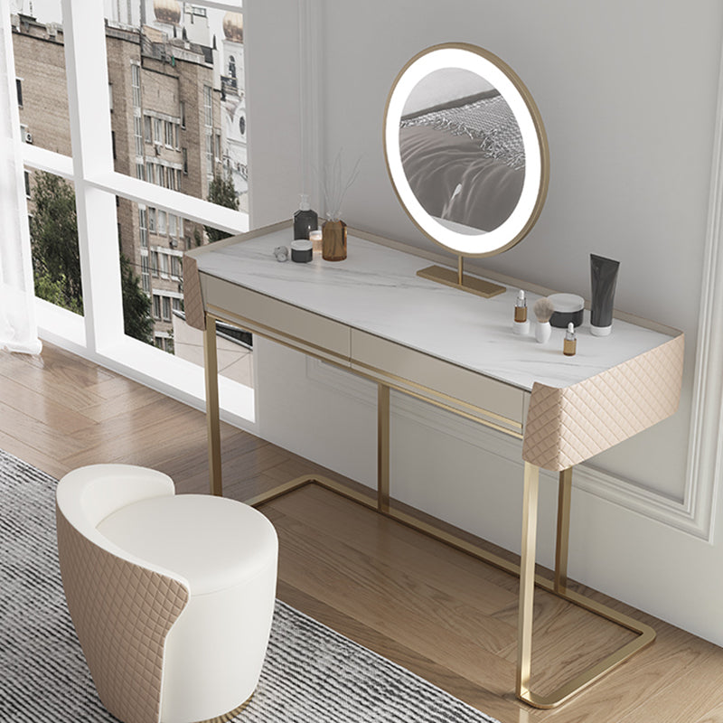 Bedroom Make-up Vanity in Matte Finish Stone Top Dressing Table