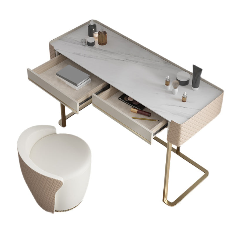Bedroom Make-up Vanity in Matte Finish Stone Top Dressing Table