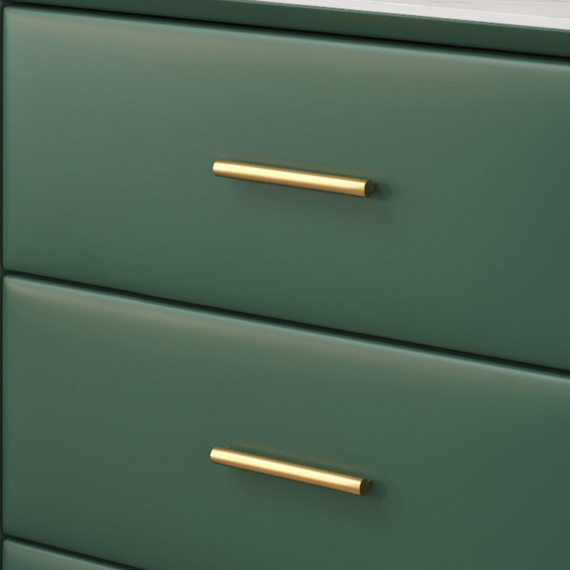 Genuine Leather Vanity Table in Green Luxurious Stone Top Makeup Desk