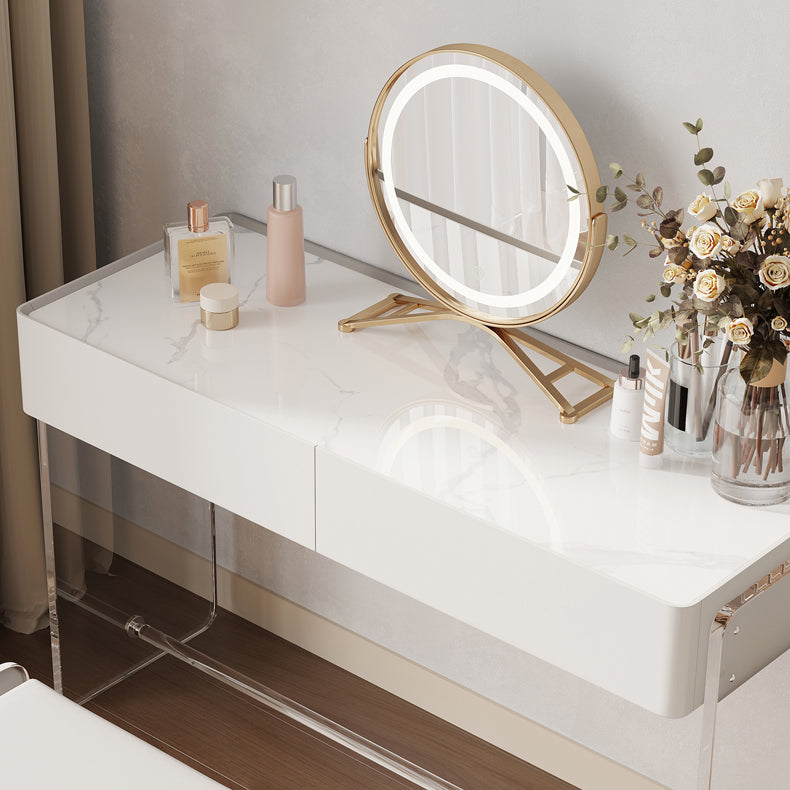Modern Vanity Makeup Dressing Table Acrylic Stool Set in White