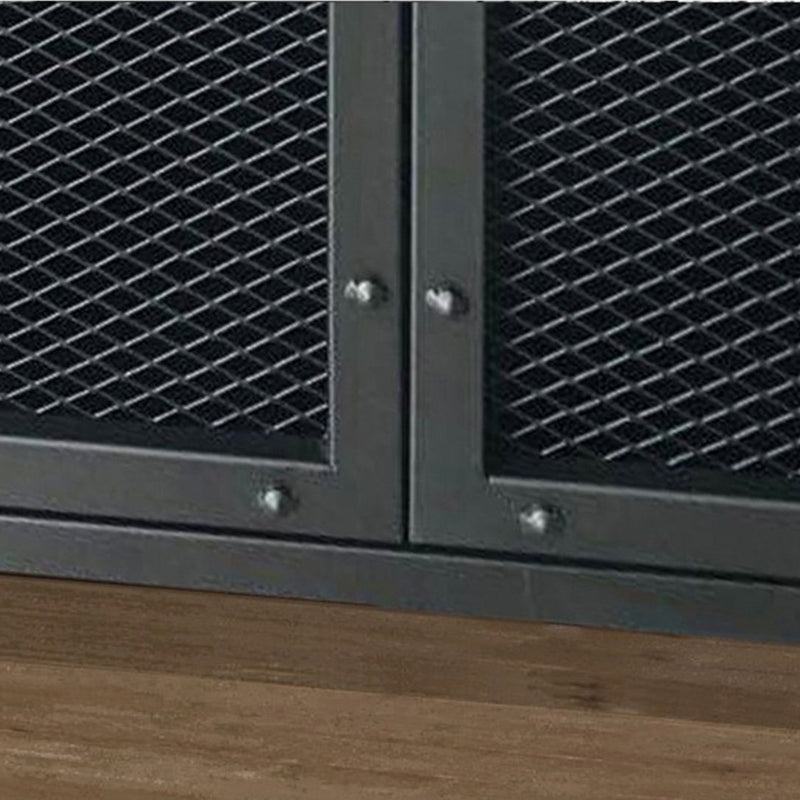 Black Industrial Accent Cabinet with Doors and Bar Pulls Storage Cabinet