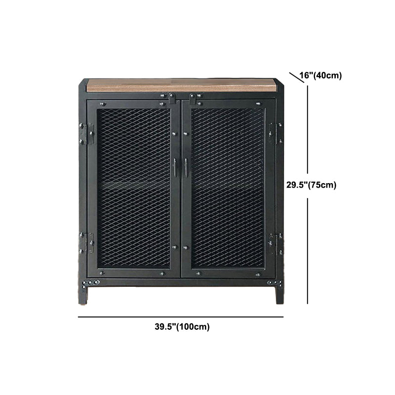 Black Industrial Accent Cabinet with Doors and Bar Pulls Storage Cabinet