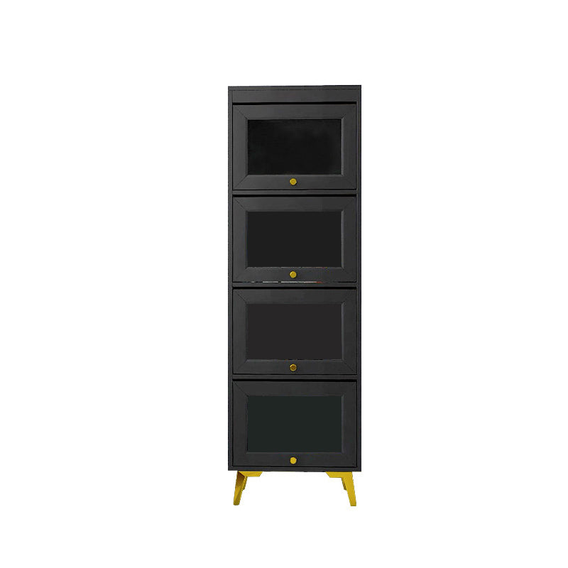 Modern 11.81" W Wooden Side Cabinet with Glass Doors in Black