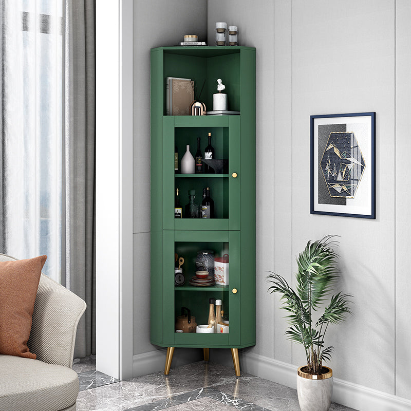 Wooden Storage Cabinet with 2 Glass Doors and Storage Shelf Modern