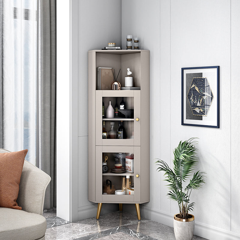 Wooden Storage Cabinet with 2 Glass Doors and Storage Shelf Modern