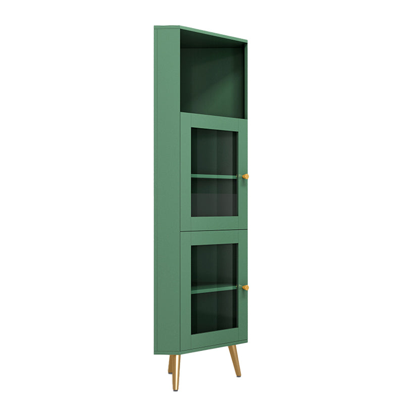 Wooden Storage Cabinet with 2 Glass Doors and Storage Shelf Modern