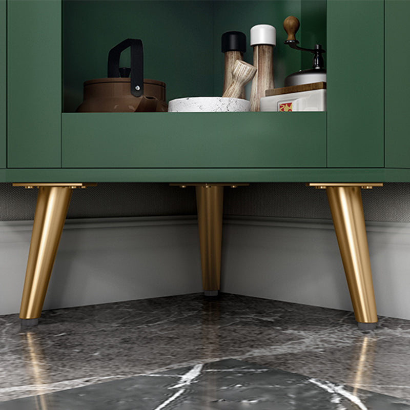 Wooden Storage Cabinet with 2 Glass Doors and Storage Shelf Modern