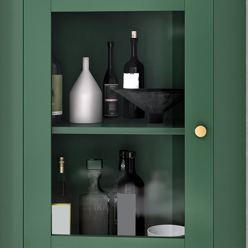 Wooden Storage Cabinet with 2 Glass Doors and Storage Shelf Modern