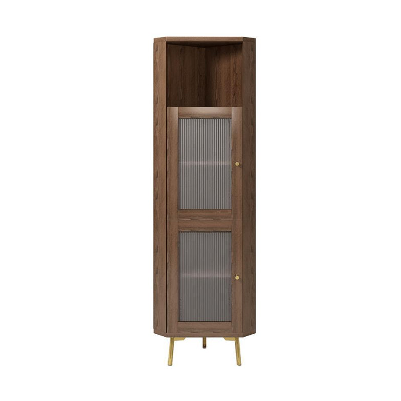 Wooden Storage Cabinet with 2 Glass Doors and Storage Shelf Modern