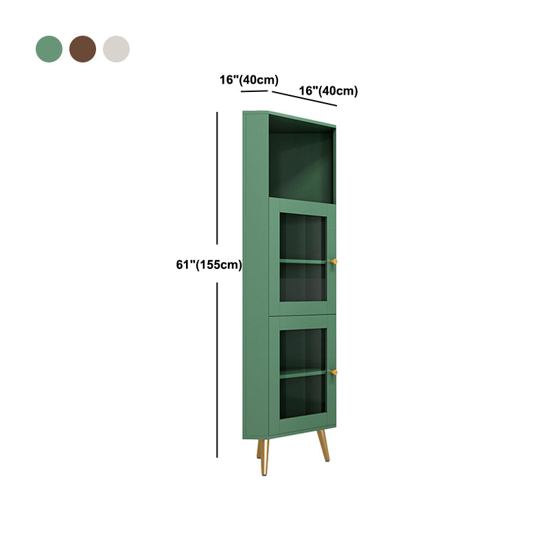 Wooden Storage Cabinet with 2 Glass Doors and Storage Shelf Modern