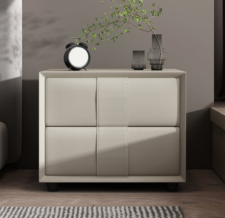 Rectangular Two Drawer Nightstand Contemporary 15.7" H Night Table