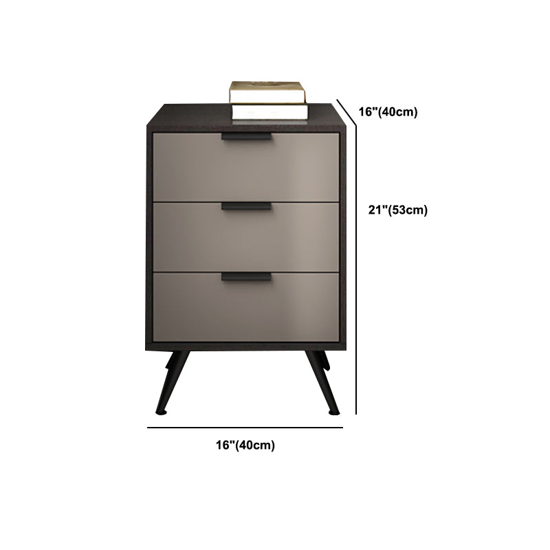 Espresso Wood and Off-White Night Table Modern Stone and Pearl Wood Bedside Cabinet