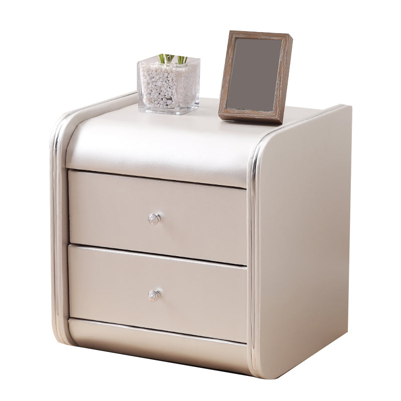 Rectangular 2 Drawers Nightstand Contemporary 18.9" H Night Table