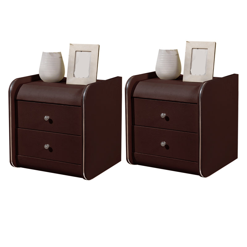 Rectangular 2 Drawers Nightstand Contemporary 18.9" H Night Table